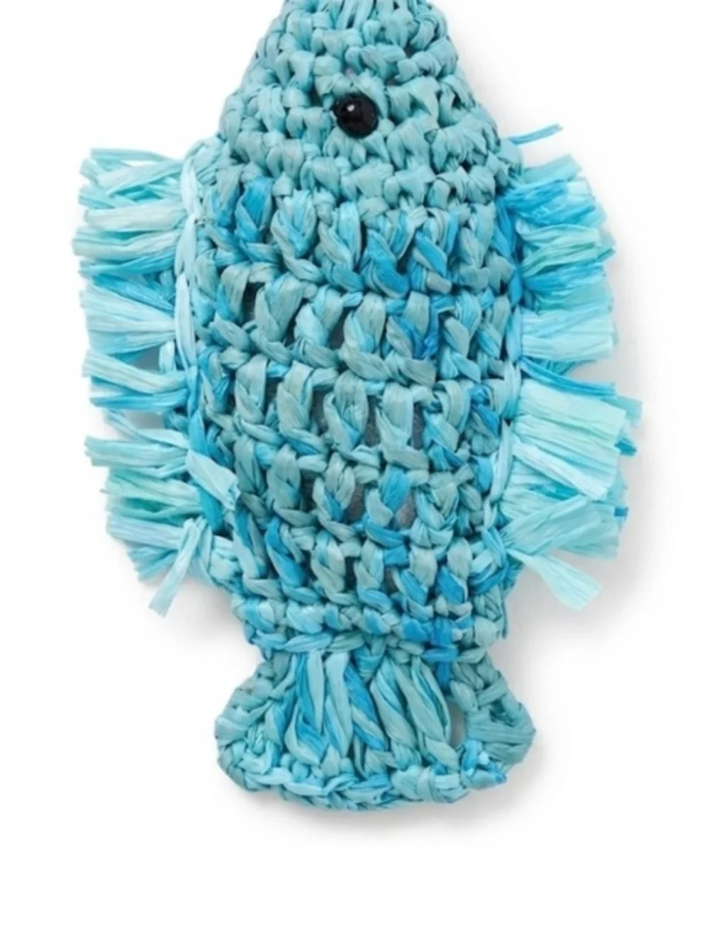 💙▪️Piper·k Turquoise Raffia Crotchet Fish Keychain  Bag Charm